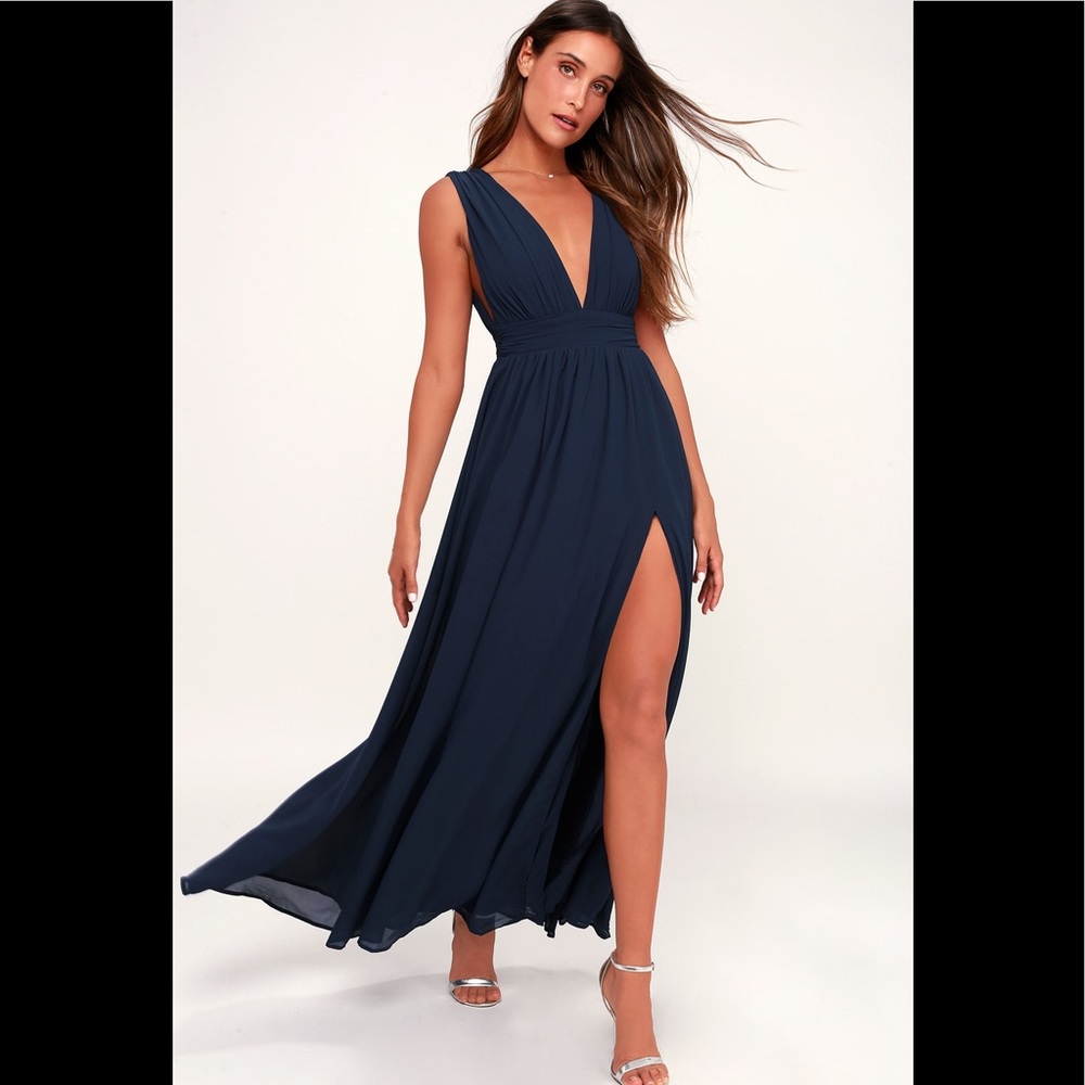 Lulus Heavenly Hues Navy Blue Maxi Dress